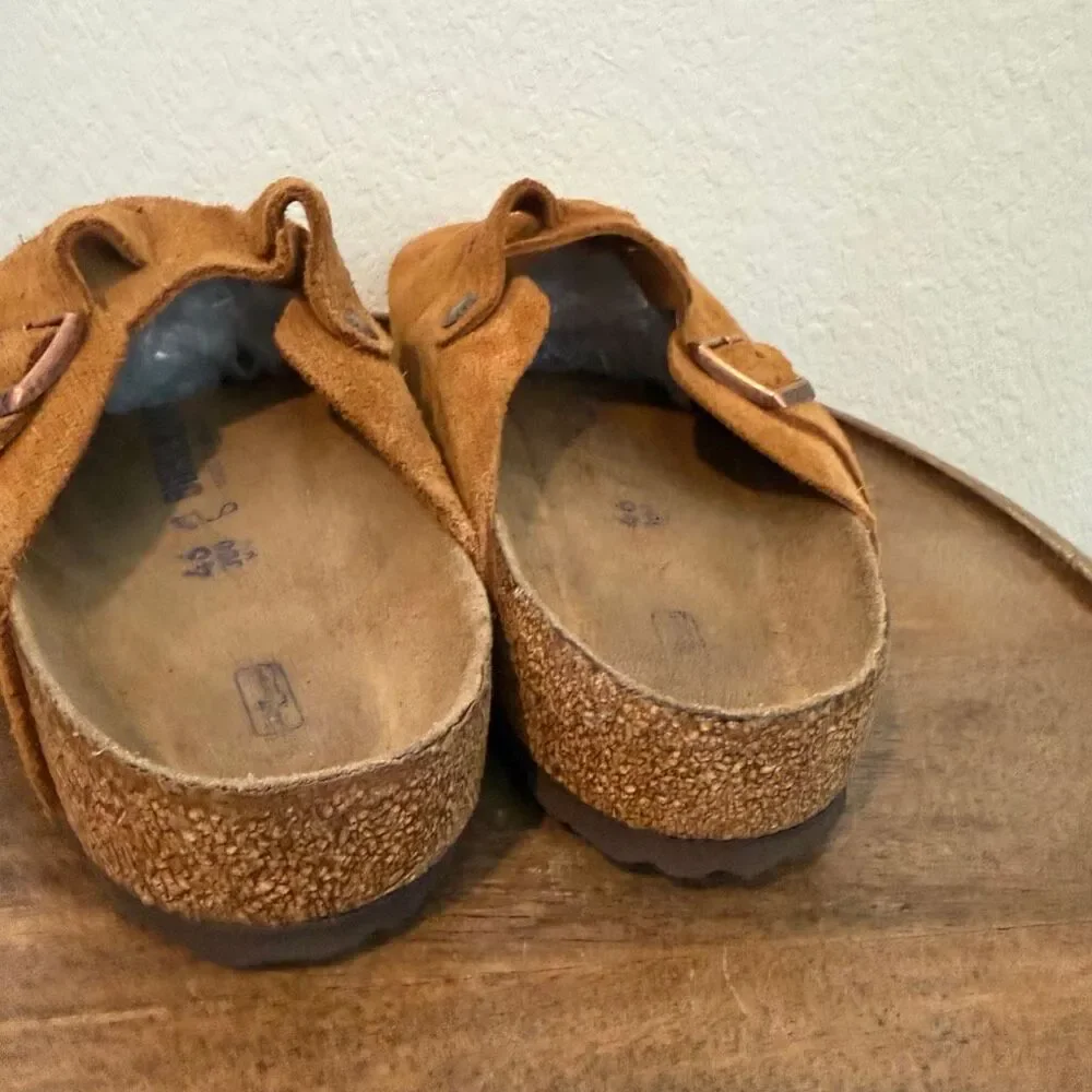 Birkenstock Mink Brown Leather Suede Boston Soft Footbed Clogs Men's Size 12